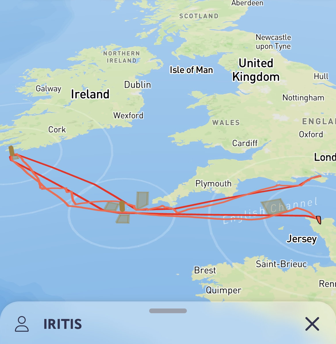 La trace d'Iritis en orange